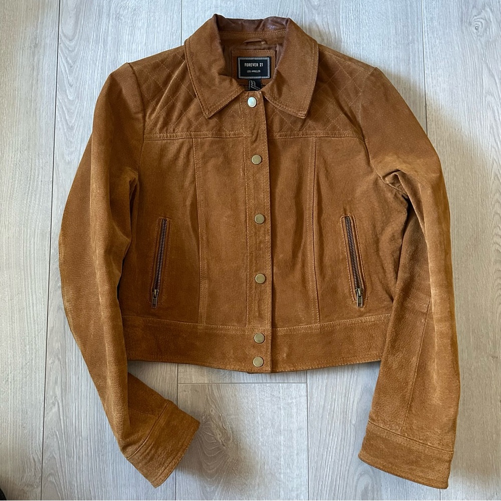 Forever 21 Tan Suede Jean Jacket